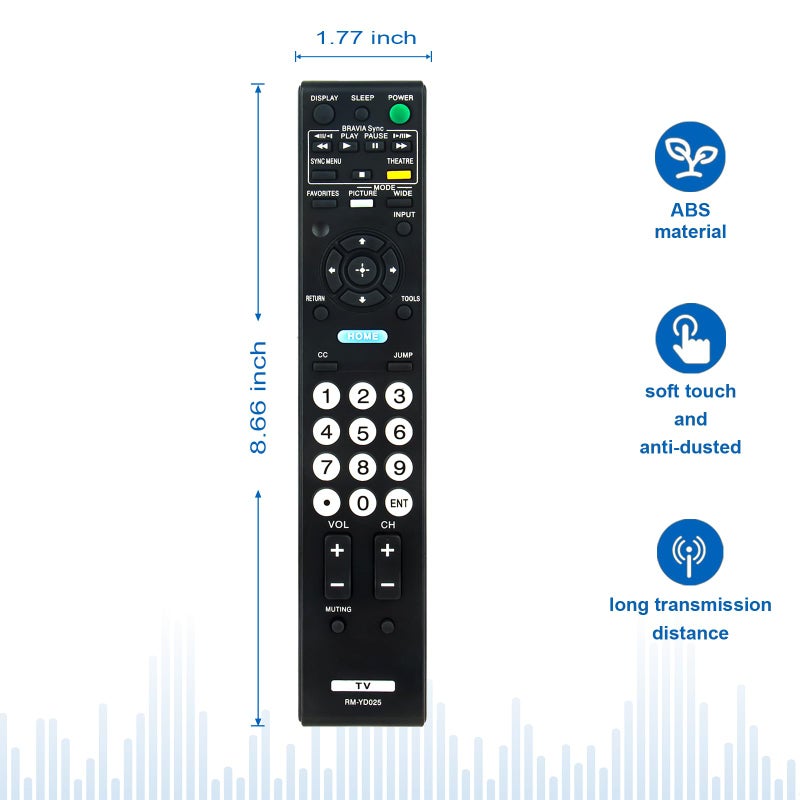 Beyution New RM-YD025 Replaced Remote Suit for Sony TV KDL-32S5100 KDL-32XBR9 KDL-37L4000 KDL-37L4000 KDL-37L5000 KDL-40S4100 KDL-46S4100 KDL-40V4100 KDL-40V415 KDL-40S504 KDL-40S5100 KDL-40SL150 - Image 2